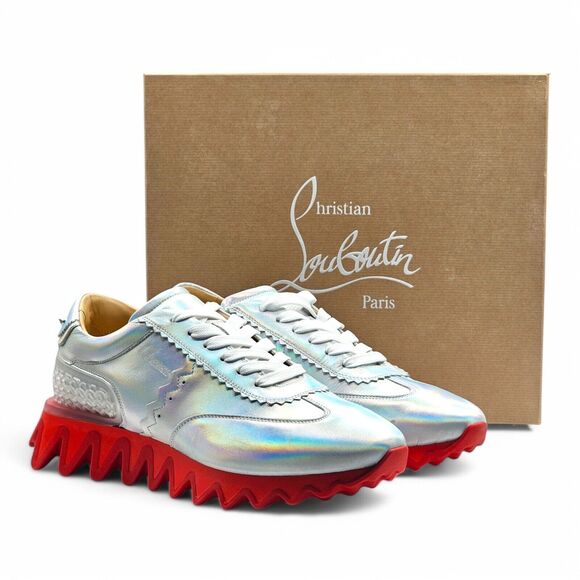Christian Louboutin Loubishark Iridescent Sneakers - Laser Silver EU 43 / US 10